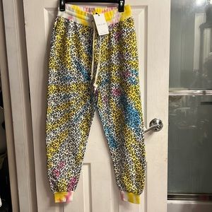 Public art brand, joggers, animal, print, and tie-dye size large women’s